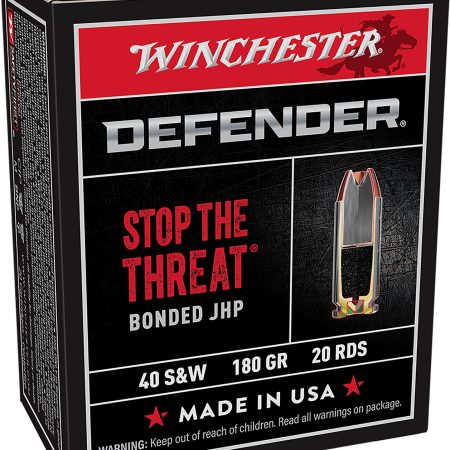 Winchester Ammo S40SWPDB1 Defender 40S&W 180gr Bonded Jacket Hollow Point 20 Per Box/10 Case