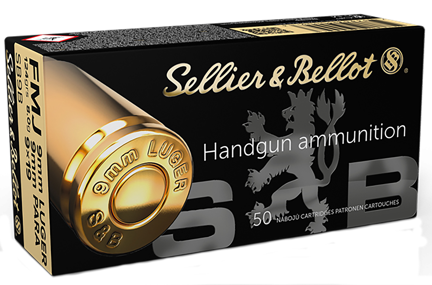 Sellier & Bellot SB9B Handgun 9mmLuger 124gr Full Metal Jacket 50 Per Box/20 Case
