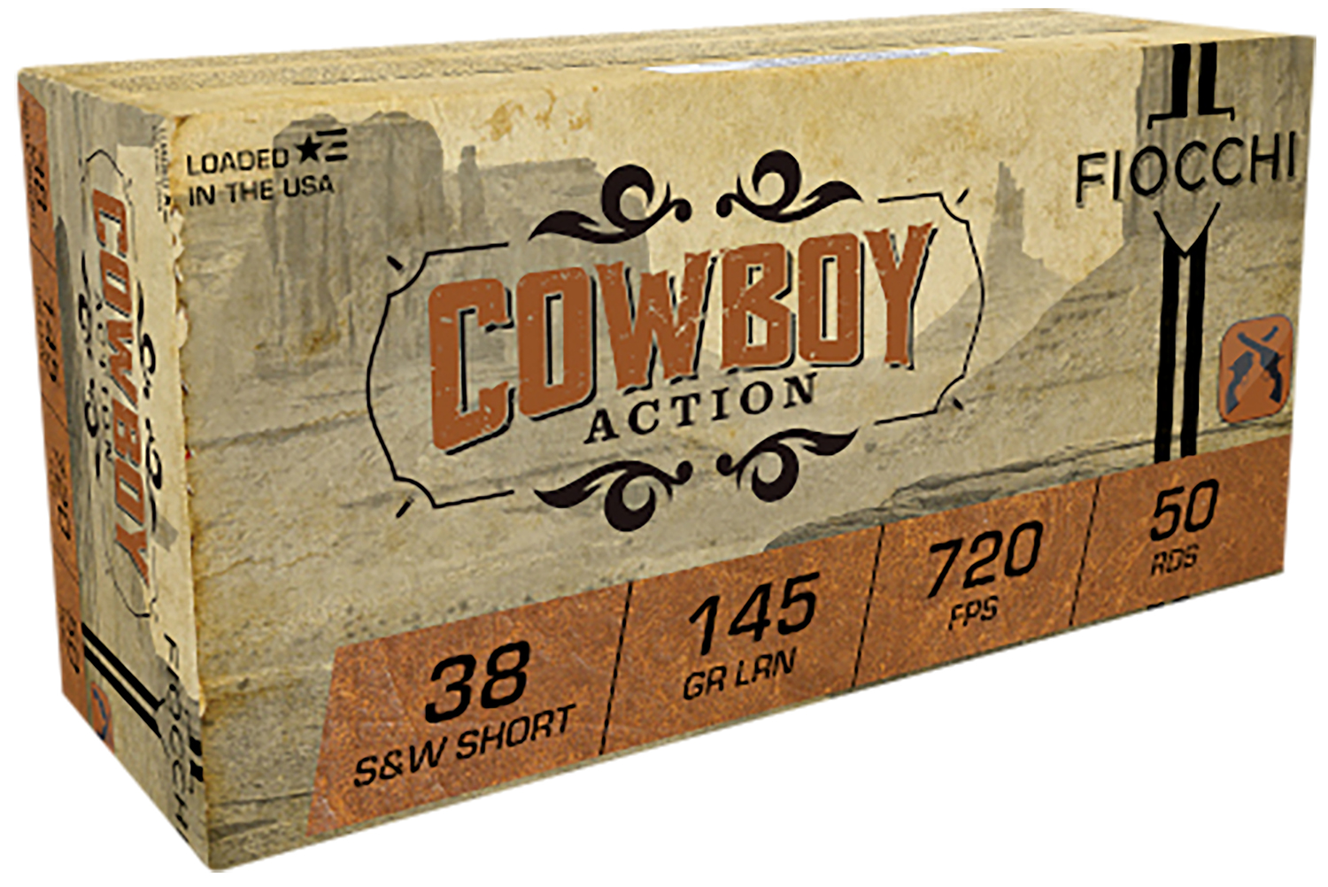 Fiocchi 38SWSHL Cowboy Action 38S&WShort 145gr Lead Round Nose 50 Per Box/20 Case