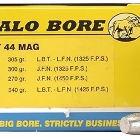 Buffalo Bore Ammunition 4D20 Heavy Strictly Business 44Rem Mag +P+ 340gr Lead Flat Nose 20 Per Box/12 Case