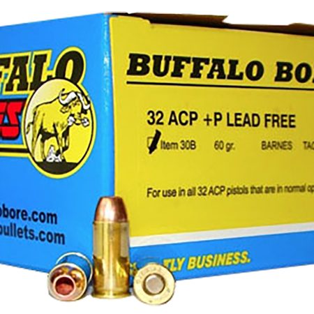 Buffalo Bore Ammunition 30B20 Buffalo-Barnes Strictly Business 32ACP +P 60gr Barnes TAC-XP Lead Free 20 Per Box/12 Case