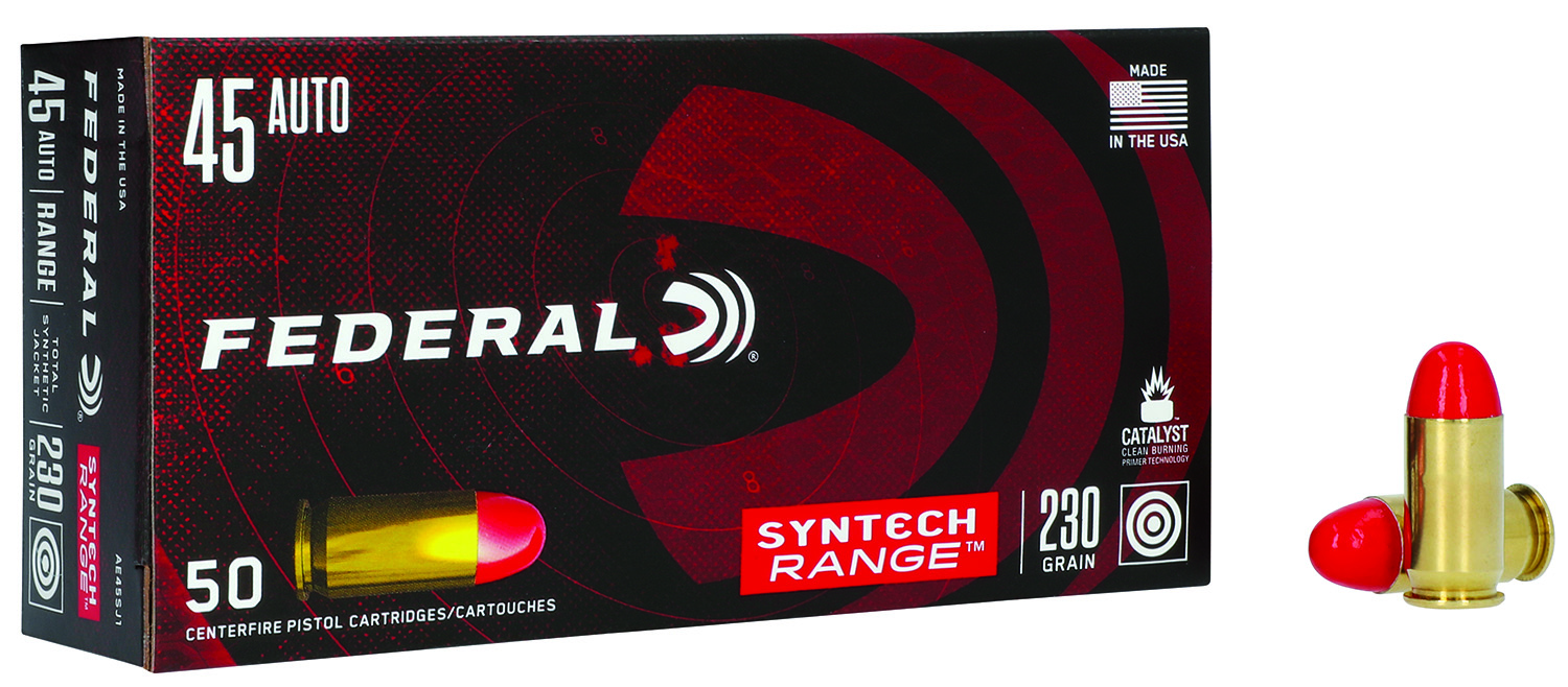 Federal AE45SJ1 American Eagle Syntech Range 45ACP 230gr Total Syntech Jacket Round Nose 50 Per Box/10 Case