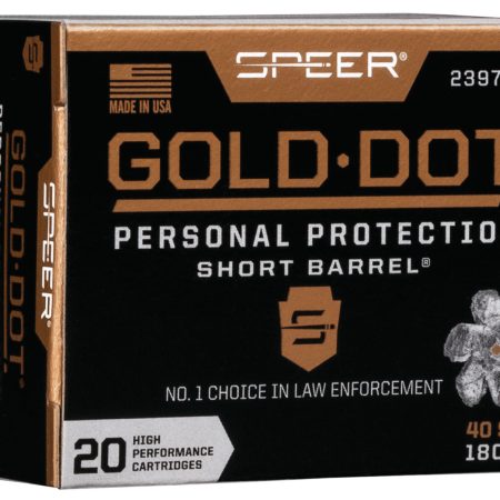 Speer 23974GD Gold Dot Personal Protection Short Barrel 40S&W 180gr Hollow Point 20 Per Box