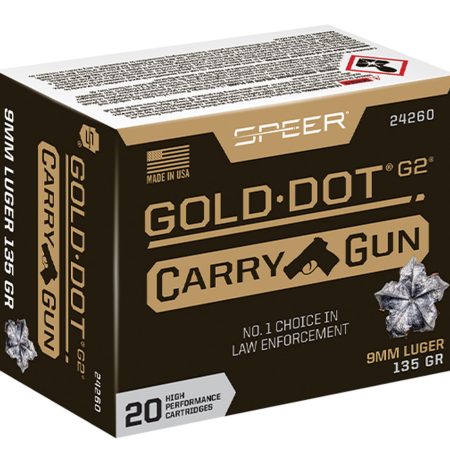 Speer 24260 Gold Dot Carry Gun 9mmLuger 135gr Hollow Point 20 Per Box