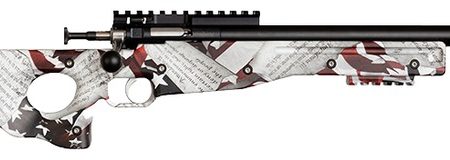 Crickett KSA2150-AMD Precision Ammendment 22 LR 1rd 16.10" Blued Threaded Bull Barrel, Blued Receiver w/Crickettinny Rail, Red/White 2nd Amendment Writing Fixed Synthetic Stock