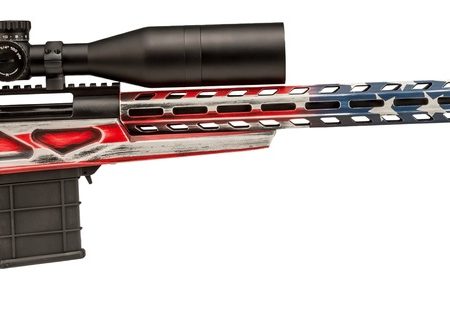 Howa HCRA25CRUSAMDT 1500 w/Optic 25 Creedmoor 10+1 24" Threaded Barrel, American Flag Cerakote Steel Drilled & Tapped Receiver, Buffalo River Bipod, Luth-AR MBA-4 Black Polymer Stock, MDT Grip, Nikko
